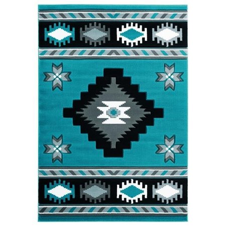 UNITED WEAVERS OF AMERICA United Weavers of America 2050 10469 24 1 ft. 10 in. x 2 ft. 8 in. Bristol Caliente Turquoise Rectangle Accent Rug 2050 10469 24